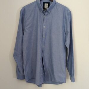 Zara Men's Relaxed Fit XLarge Shirt Blue Textured Long Sleeve‎ Button Up